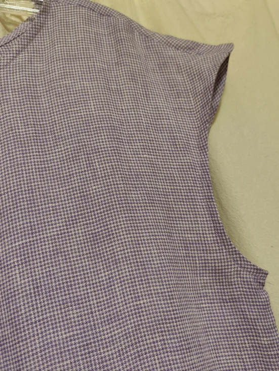 Lintico Linen Sleeveless Cap Shoulder Washed Maxi Dress Lilac Mini Gingham L - Picture 3 of 8